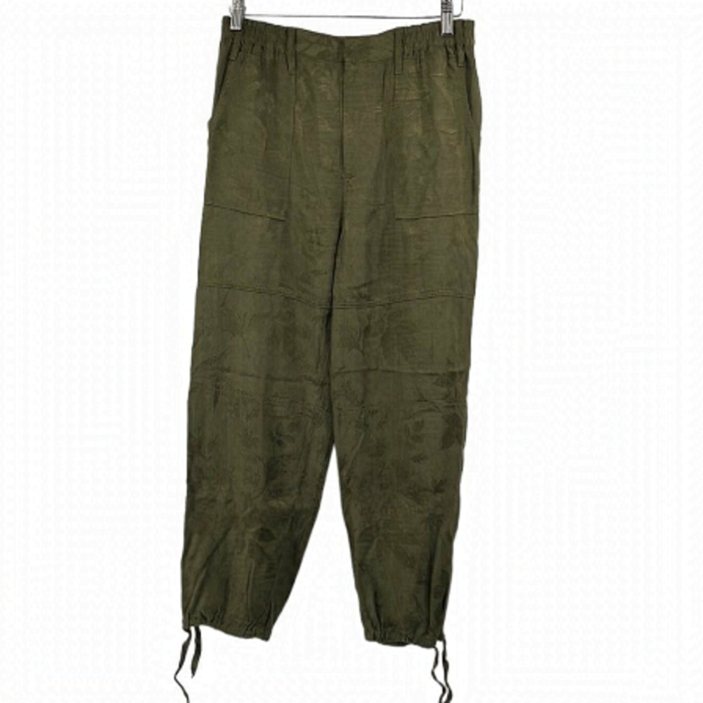 Anthropologie army green floral jogger pant viscose career casual comfy sz xs